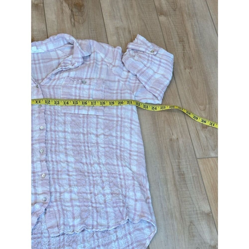 Jane + Delancey Crinkle Gauze Button Down Shirt Tunic Relaxed Fit Top Med - Picture 4 of 11